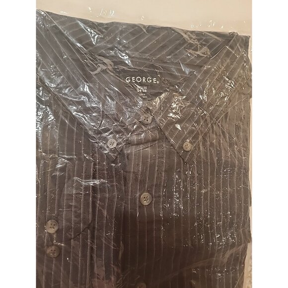 GEORGE size 3XL 54 - 56 Mens Dress Shirt big & tall long sleeve black casual new - Picture 2 of 4